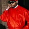 Paris Chris Brown 2026 Leather Red Jacket
