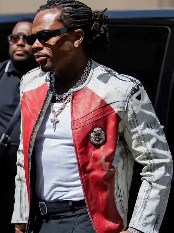 Paris Fashion Week 2026 Gunna Biker Leather Jacket