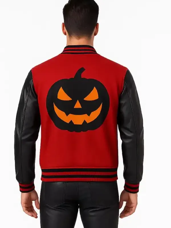 Pumpkin Jack O’Lantern Wool Red Jacket Back