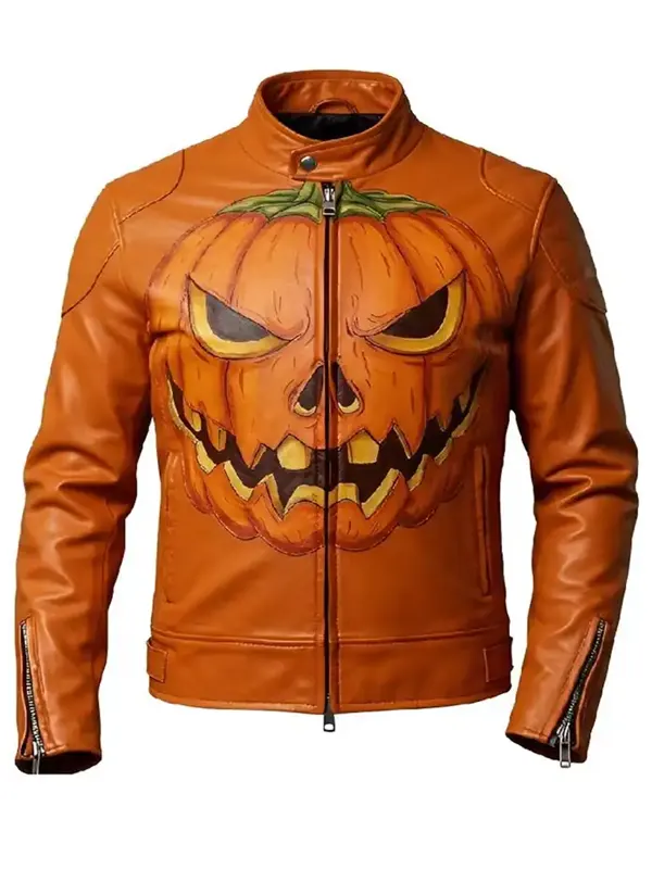 Pumpkin Orange Leather Jacket