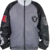 Shop Jeff Hamilton Grey and Black Raiders Vegan Leather Jacket For Men and Women