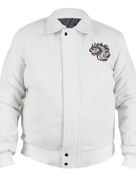 Shop Michael Peters White Wool Beat It Dragon Jacket