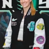 Shop Sabrina Ionescu Nike Any Time Any Where Black and White Varsity Jacket For Men and Women