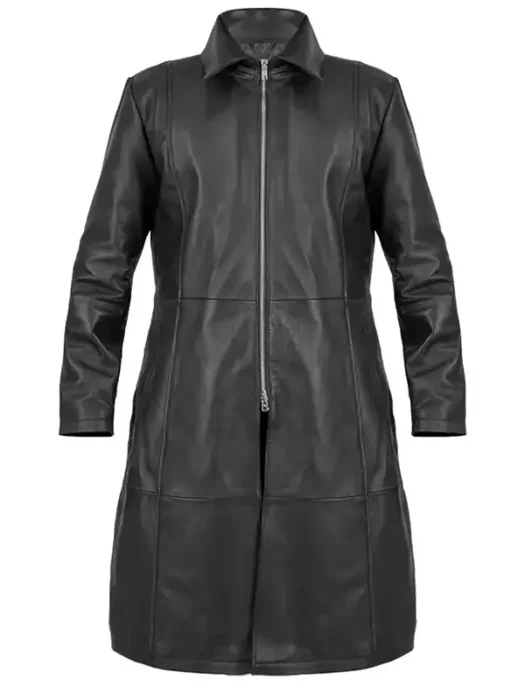 Shop Women Gothic Style Black Leather Zip-Up Vampire Coat