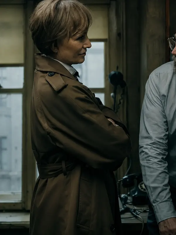Slow Horses Kristin Scott Thomas Diana Taverner Brown Coat