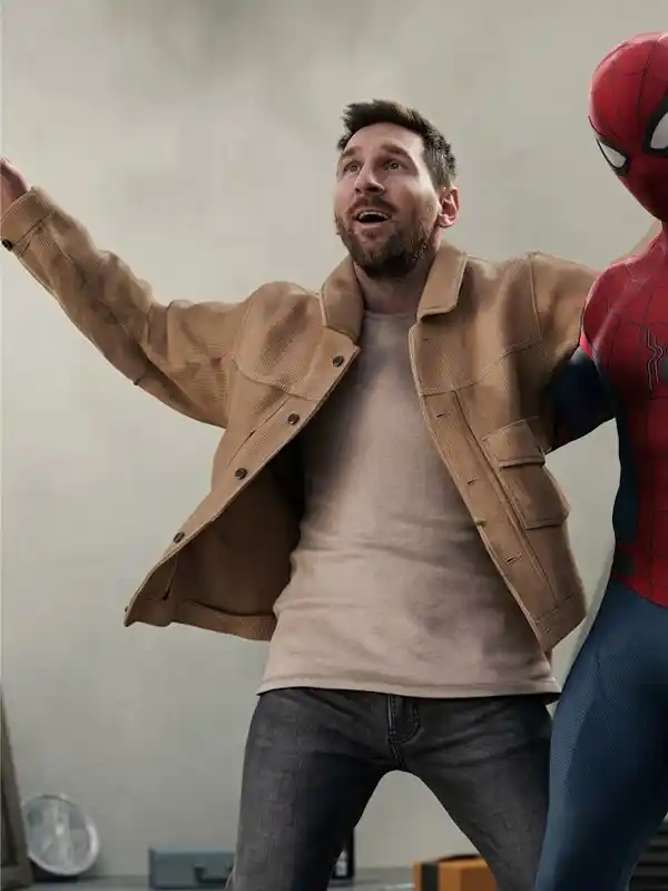 Spider Man Meets Messi Suede Jacket