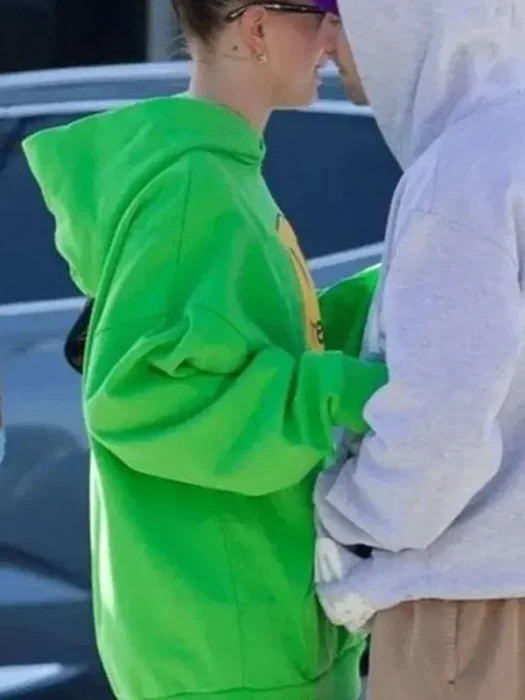 Street Style Hailey Bieber Green Hoodie