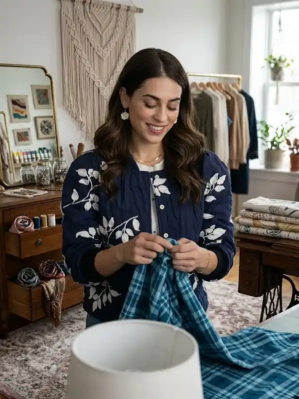The Love Heist 2026 Lyndsy Fonseca Blue Floral Jacket