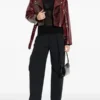Womens burgundy leather Jacket