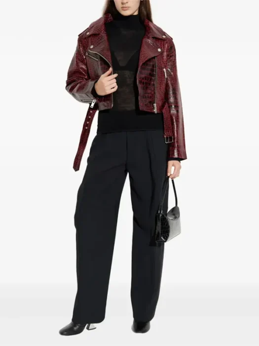 Womens burgundy leather Jacket