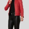 Women’s Red Biker Leather Jacket Oban