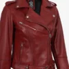 Womens Stylish Red Lambskin Leather Biker Jacket