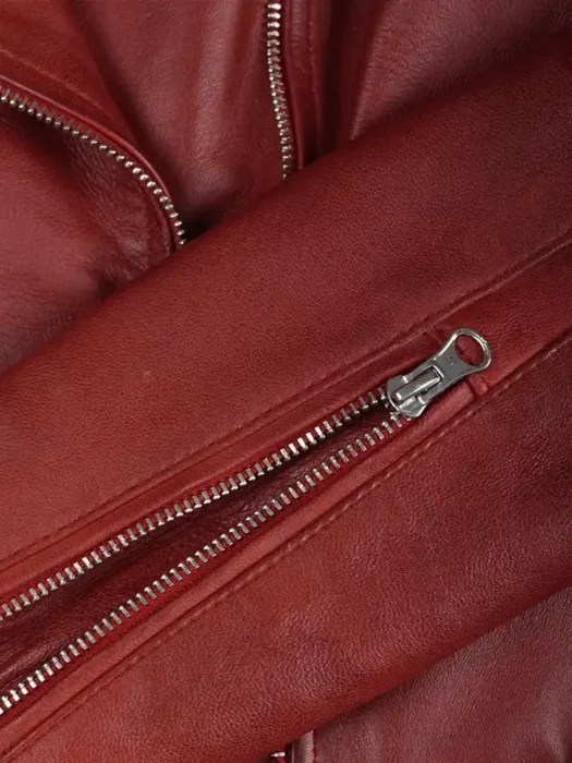 Womens Stylish Red Lambskin Leather Jacket