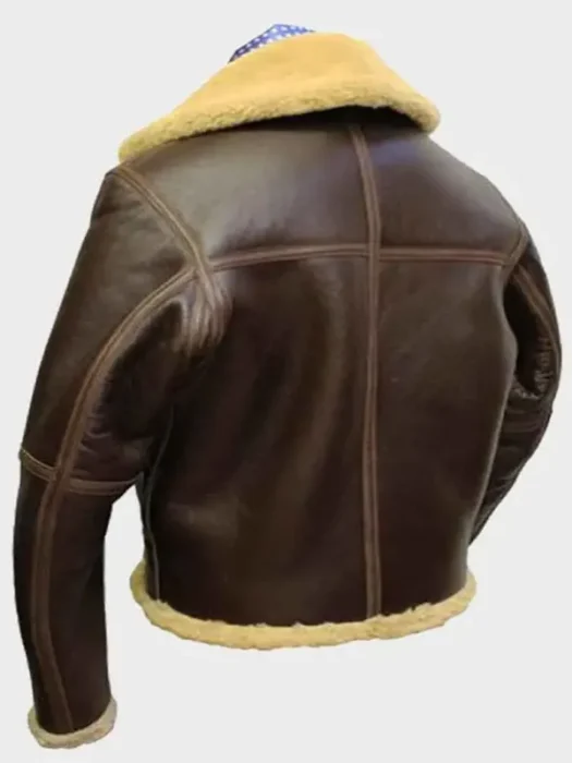 B3 Bomber WW2 RAF Sheepskin Leather Brown Jacket Back