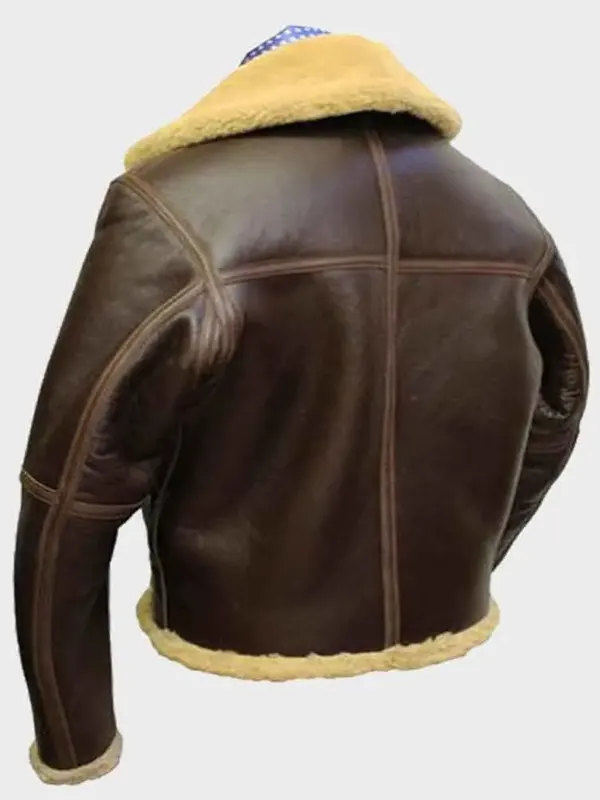 B3 Bomber WW2 RAF Sheepskin Leather Brown Jacket Back