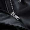 Black Funnel Neck Faux Leather Jacket Zipper style