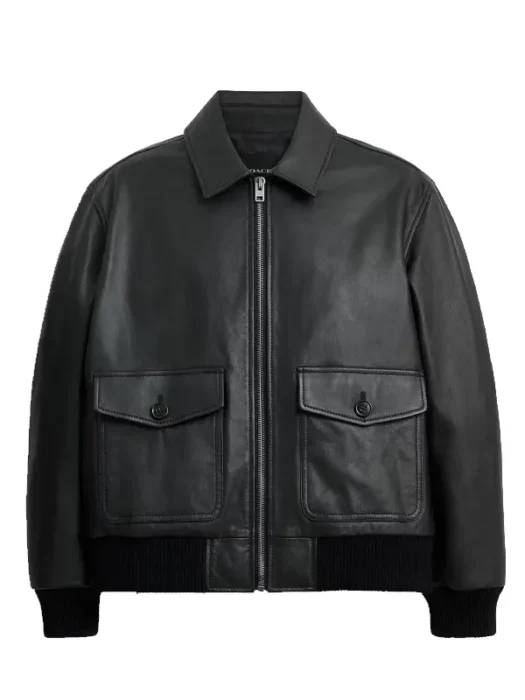 Black Leather Bomber Jacket
