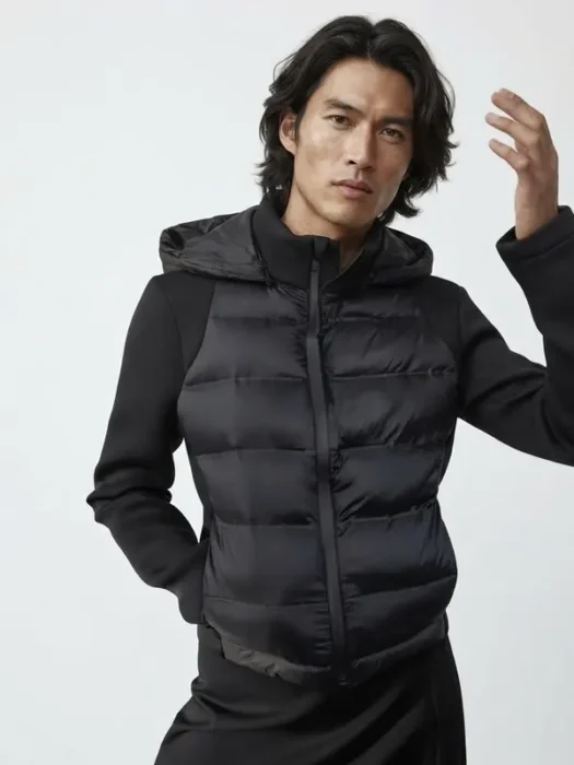 Black Leather Jacket with Hodded Collar