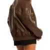 Brown Bomber Jacket Faux Leather Back
