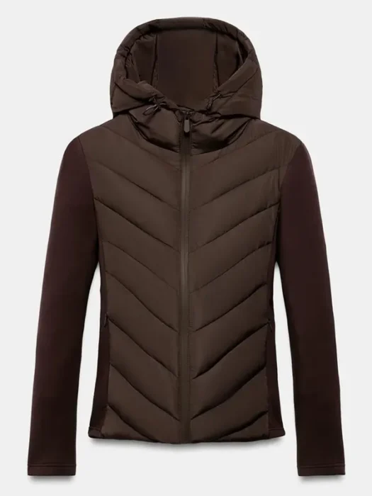 CONTRAST BROWN QUILTED JACKET