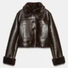 DOUBLE-FACED BROWN FAUX FUR JACKET