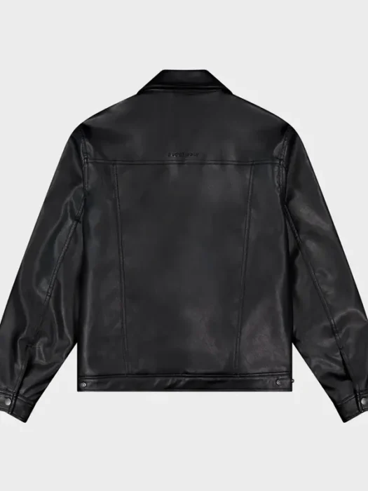 Dayton Faux Leather Jacket- Black Back