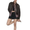 FAUX BROWN LEATHER JACKET