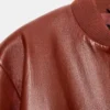 FAUX LEATHER BOMBER JACKET WITH SHOULDER PADS
