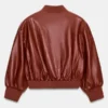 FAUX LEATHER BOMBER JACKET WITH SHOULDER PADS BACK