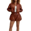 FAUX LEATHER BOMBER LEATHER JACKET