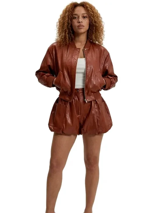 FAUX LEATHER BOMBER LEATHER JACKET