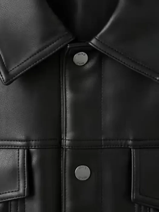 Faux-leather jacket with pockets