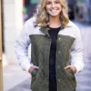 Finley Quilted Sherpa Khaki Jacket