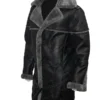 Josh Shearling Fur Lapel Collar Sheepskin Leather Coat