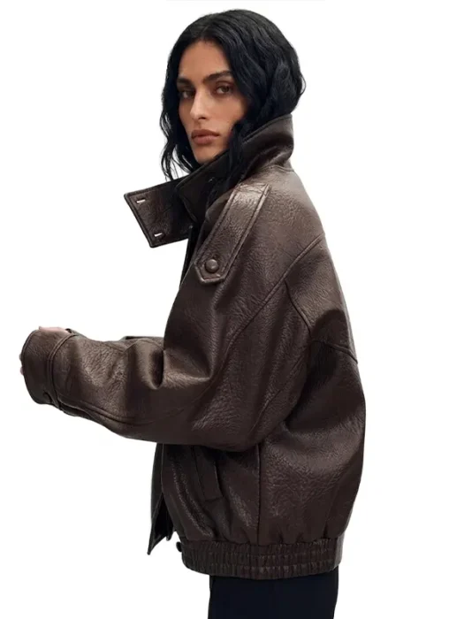 LEATHER EFFECT BIKER LEATHER JACKET