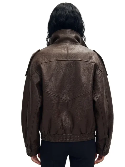 LEATHER EFFECT BIKER LEATHER JACKET Back