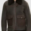 McGowan Brown G1 Bomber Leather Jacket With Fur Collar
