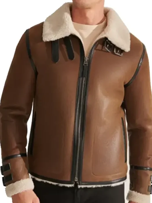 Men B3 Aviator Brown Shearling Leather Jacket