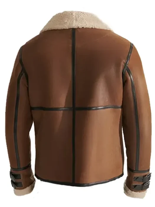 Men B3 Aviator Brown Shearling Leather Jacket Back
