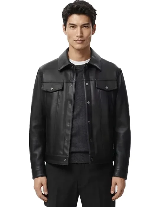 Mens Black Faux leather jacket