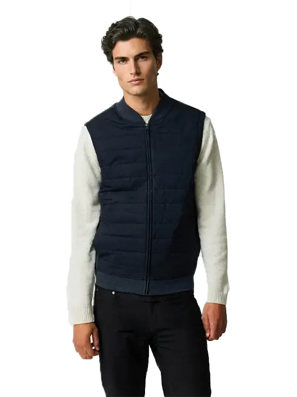 Mens Classic Puffer Navy Blue Polyester Quilted Vest