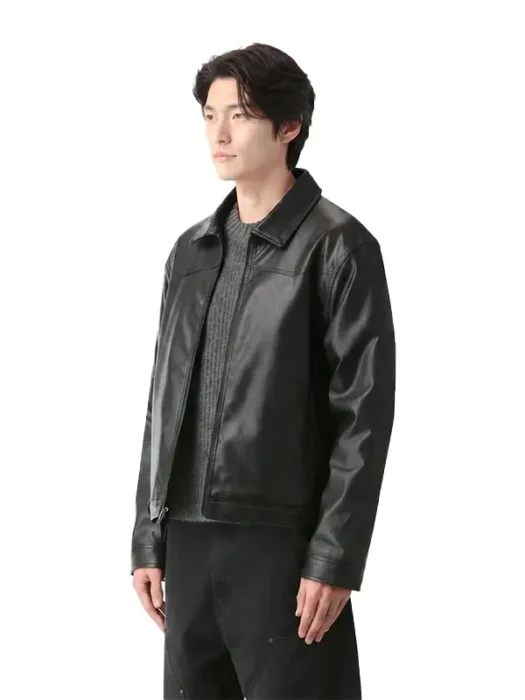 Mens Faux Leather Jacket- Black