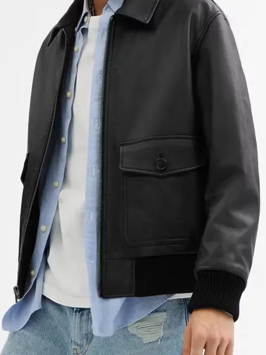 Mens Leather Bomber Jacket
