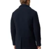 Mens Navy Blue Wool Coat Back