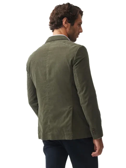 Mens Olive Green Blazer Back
