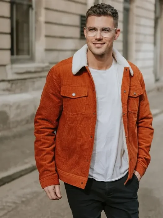 Mens Orange Sherpa Jacket