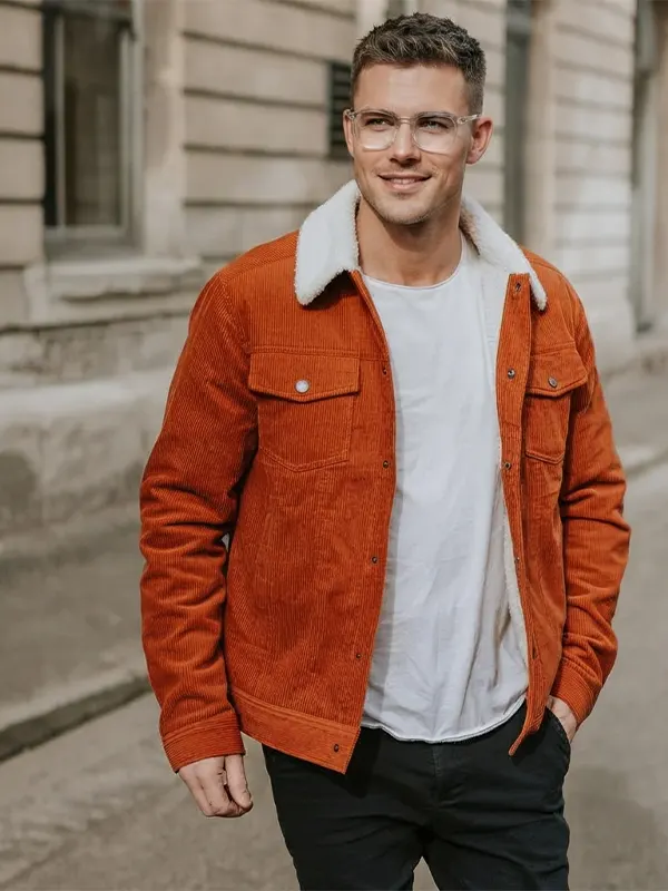 Mens Orange Sherpa Jacket