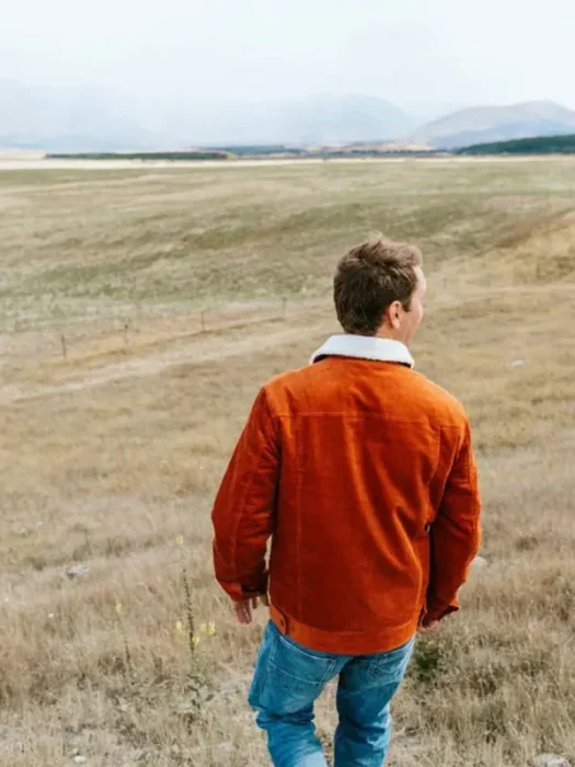 Mens Sherpa Orange Jacket Back