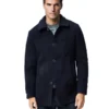 Mens Stylish Navy Blue Wool Coat