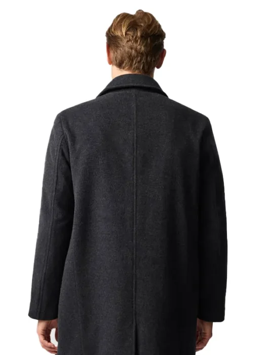 Mens Wool Black Coat Back